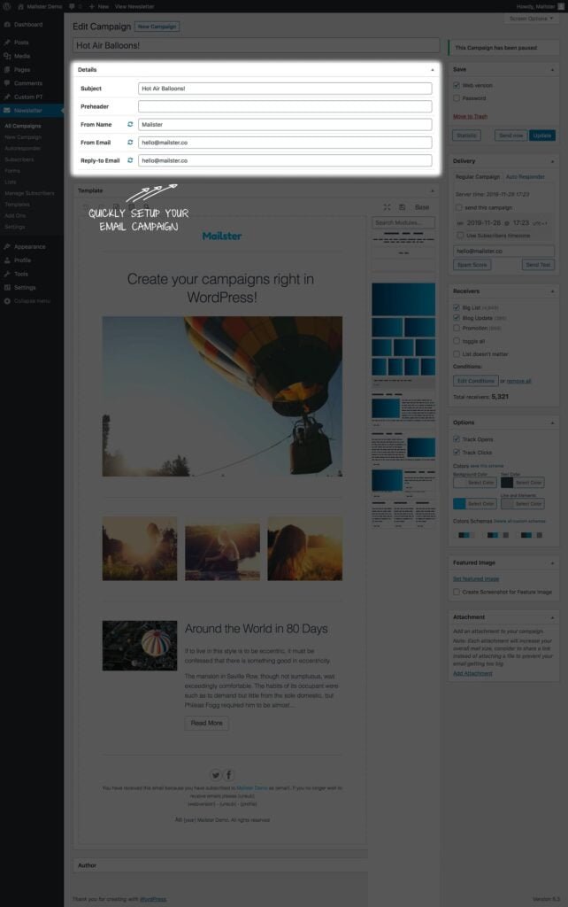 Quickly Setup you email campaign