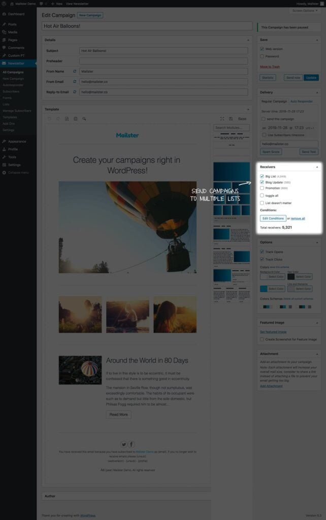 Send Campaigns to Multiple Lists